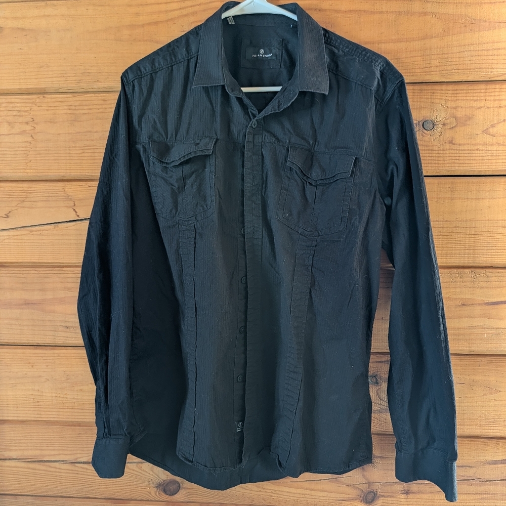 7 Diamonds Black Button Up Shirt